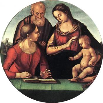 路加 西諾雷利 Madonna and Child with St Joseph and Another Saint